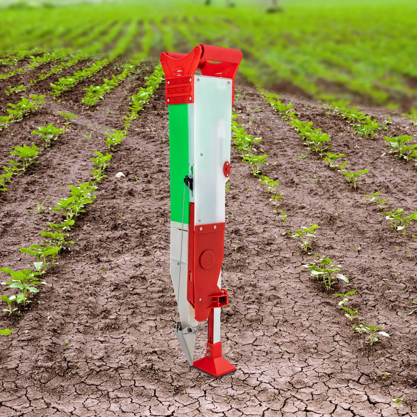 Semoir manuel à tube unique – Outil de jardinière de jardin debout en hauteur et profondeur réglables – Ensemble de plantation de sol pour légumes/fleurs