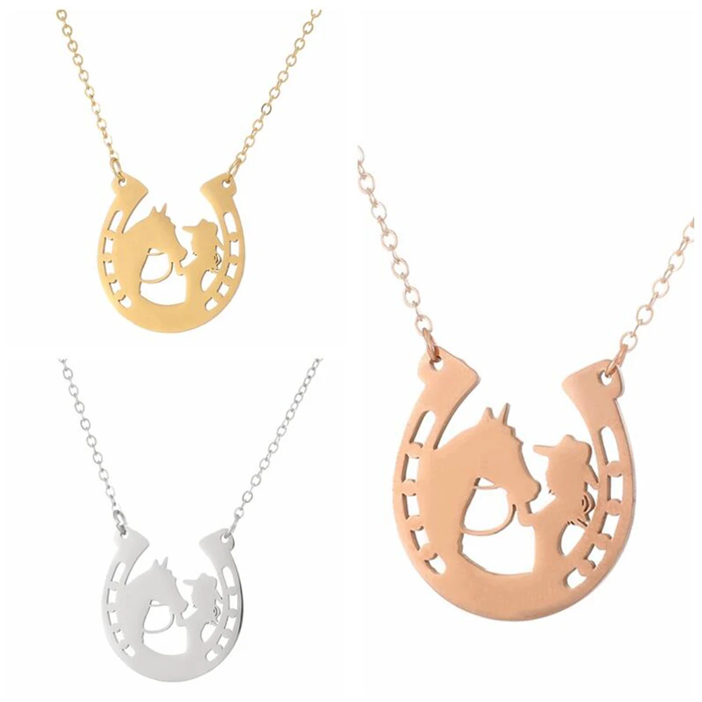 

Pendant Horseshoe Necklace Necklaces Accessories European and American Golden Creative Miss