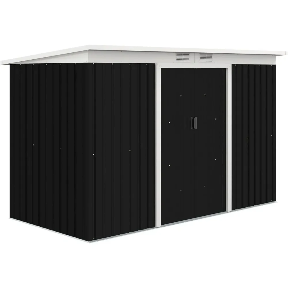 

9' x 4' Outdoor Storage Shed, Galvanized Metal Utility Garden Tool House, Lockable Door for Backyard, Bike, Patio, Garage, Lawn