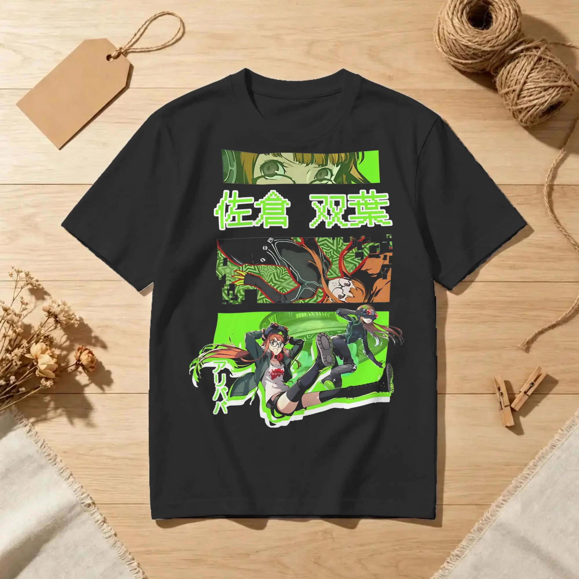 Vintage Persona 5 Futaba Sakura Graphic T-Shirts Men Round Collar 100% Cotton T Shirt  Short Sleeve Tee Shirt Printing Clothes