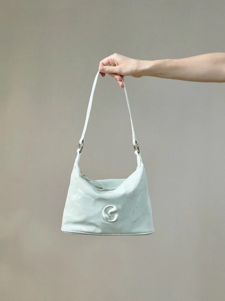 

JACD Mint Wave Original Design Women's Bag Underarm Crossbody Bag Birthday Gift Fashionable Shoulder Bag Pure Color PU Leather