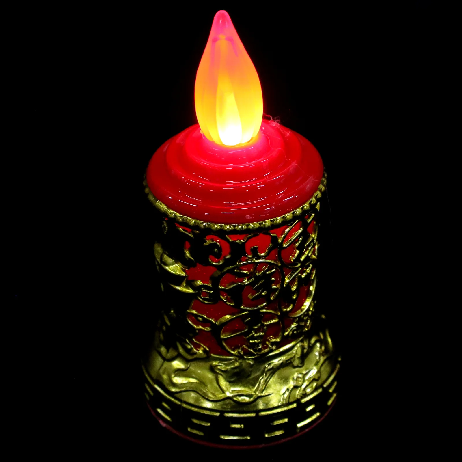 أضواء LED الإلكترونية قابلة لإعادة الاستخدام مصباح عديم اللهب للعام الصيني الجديد عيد ميلاد التضحية البوذية المستدق الأحمر