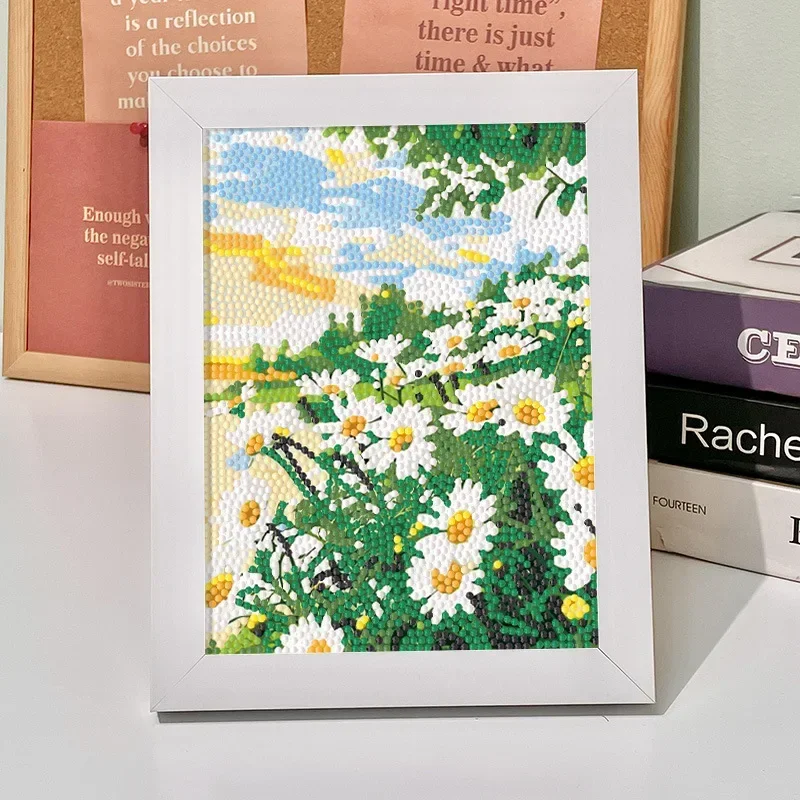 DIY Tulpen-Sonnenblumen-Diamantmalerei mit Rahmen, Diamant-Stickerei, Bastelgeschenk für Kinder