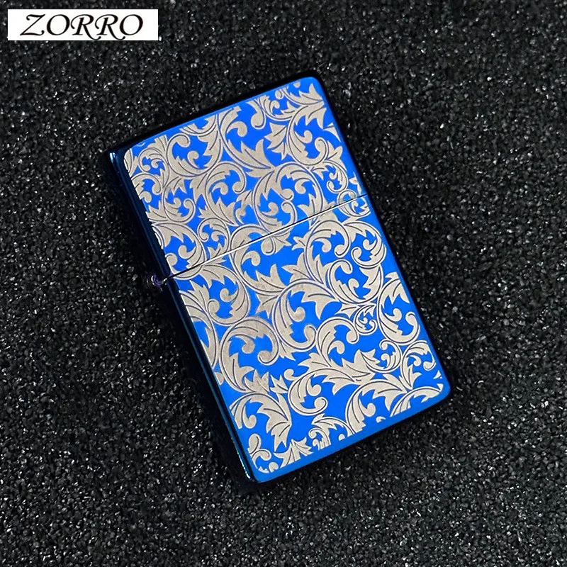 

New Classic Grinding Wheel Original ZORRO Lighter Retro Creative Pure Copper Shell Windproof Brass Cigarette Engine Smoking Gift