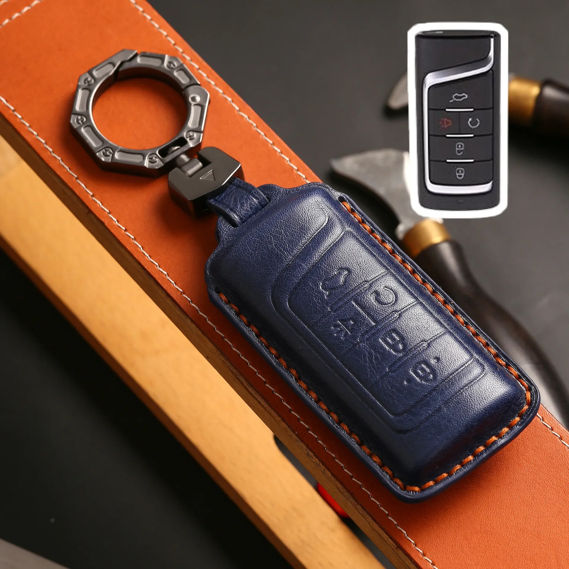 

1pc Leather Car Fob Key Case Cover For GAC Trumpchi GS8 GS3 GS4 Plus GS5 GS7 Ga3 Ga4 GM6 GM8 M8 M6 2013-2021 Remote Accessories