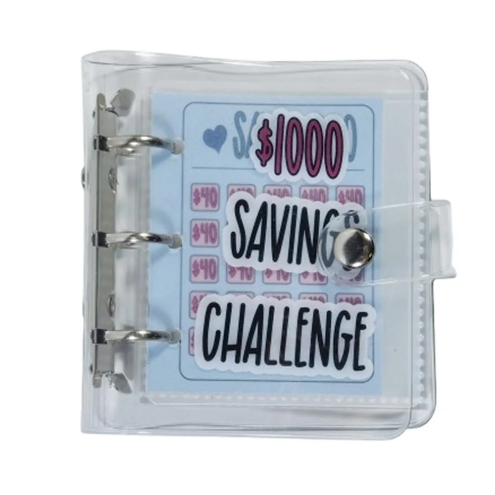 

Mini Money Saving Binder PVC $150/300/500/1000 Savings Challenges Book Tear Resistant Colorful Envelope Savings Challenge