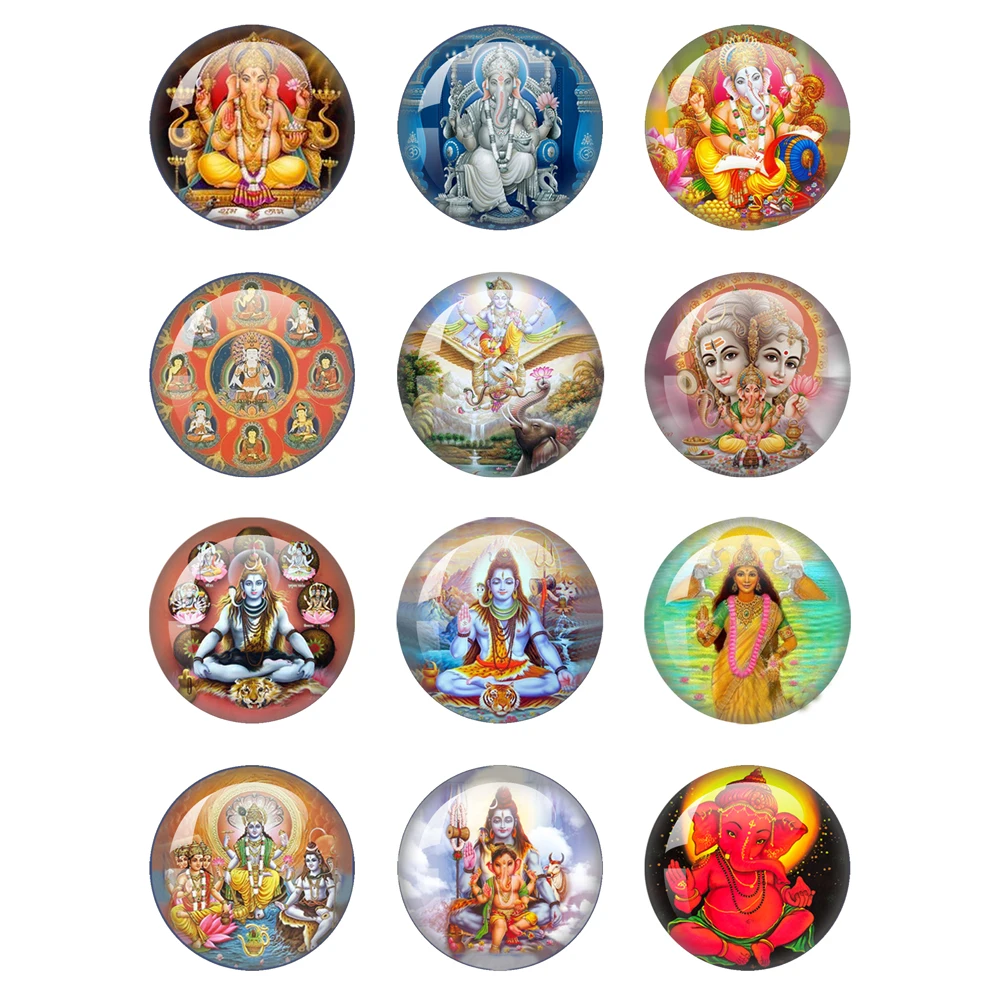 

Elephant God Ganesha Glass Cabochon 12mm-40mm Diy Indian Jewelery Handmade Making Findings Jewelry Findings
