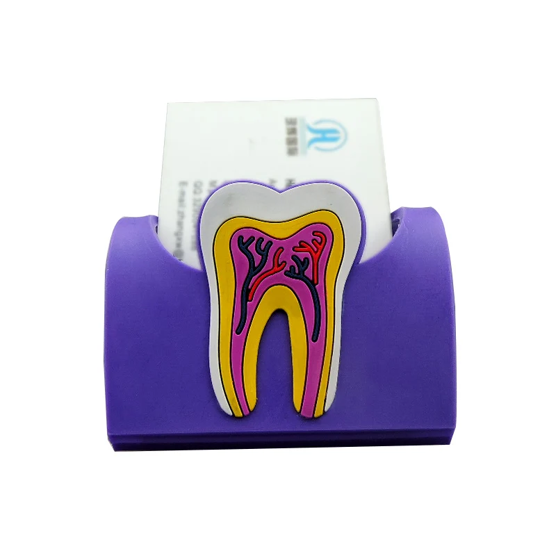 Dental Gift Teeth Shape Name Card Holder Cute Tooth Rubber Business Card Holder Dentist Clinic Souvenirs 4 Color Choose