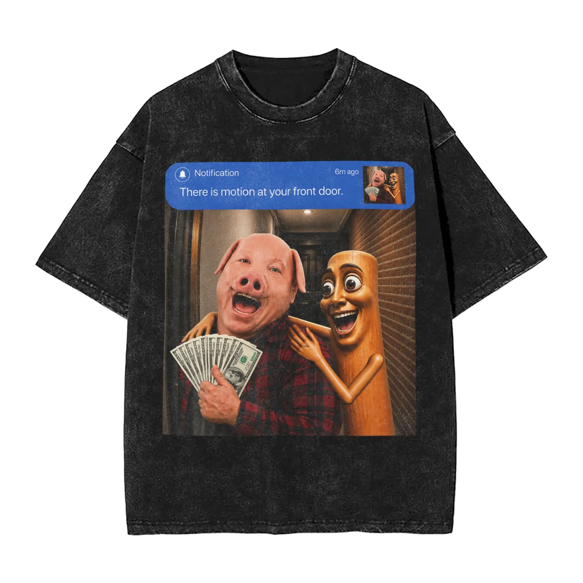 There is Motion at Your Front Door Tung Sahur John Pork Meme T Shirt Vintage Tee Shirt Short Sleeve O Neck T-Shirts Cotton Tops