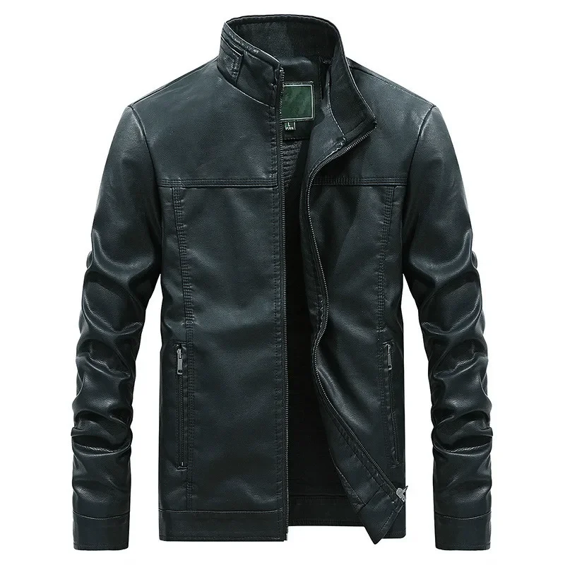 Autumn Pu Leather Biker Jacket Motorcycle Plus Size 3xl 4xl Mens Long Sleeve Faux Leather Moto Jacket Casual Black Boy Coat Male