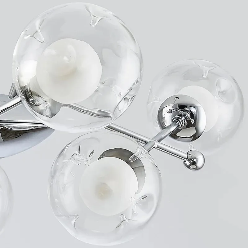 Nordic Modern Clear Glass Chandelier Bauhaus Magic Bean Molecule Home Decor Lighting Living Dining Room Bedroom Hanging Light
