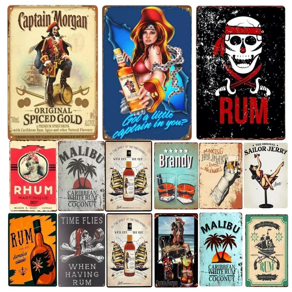 Cold Beer Rhum Vintage Metal Sign Tin Decor Plaque Decor Pub Cafe Brewery Wine Rum Wall Art Posters Metal Signs Decorative Plate