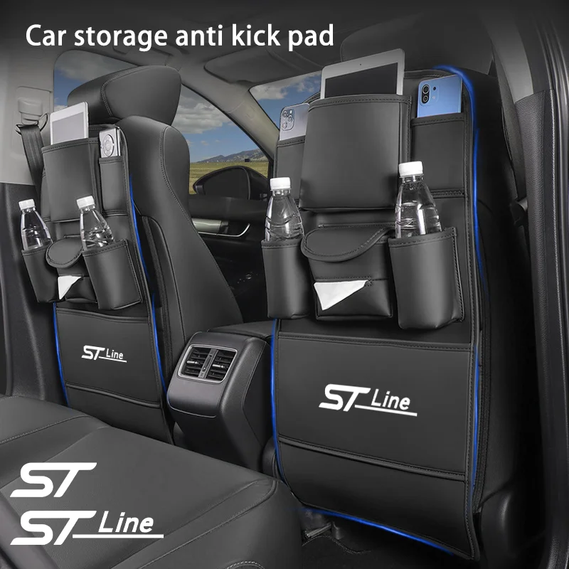 

Car Seat Back Storage Bag All in one Organizer Hanging Bag with Tissue Cup Holder Anti Kick Pad for Ford ST Line MK3 Kuga Fiesta