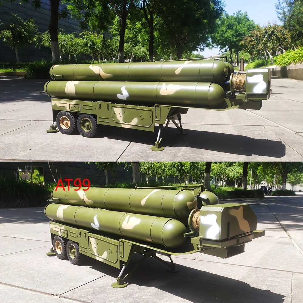 HG P802 Trailer 1/12 Can Launch Rocket Missiles Full Metal Trailer Model Suitable for BC8 Tractor Military Truck Model Toys