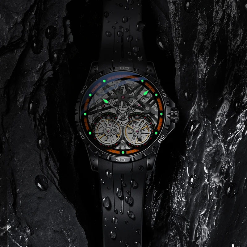 Mark Fairwhale Neue Männer Automatische Uhren Doppel Tourbillon Männer Mechanische Skeleton Wasserdicht Mode Uhren Relogios Masculino