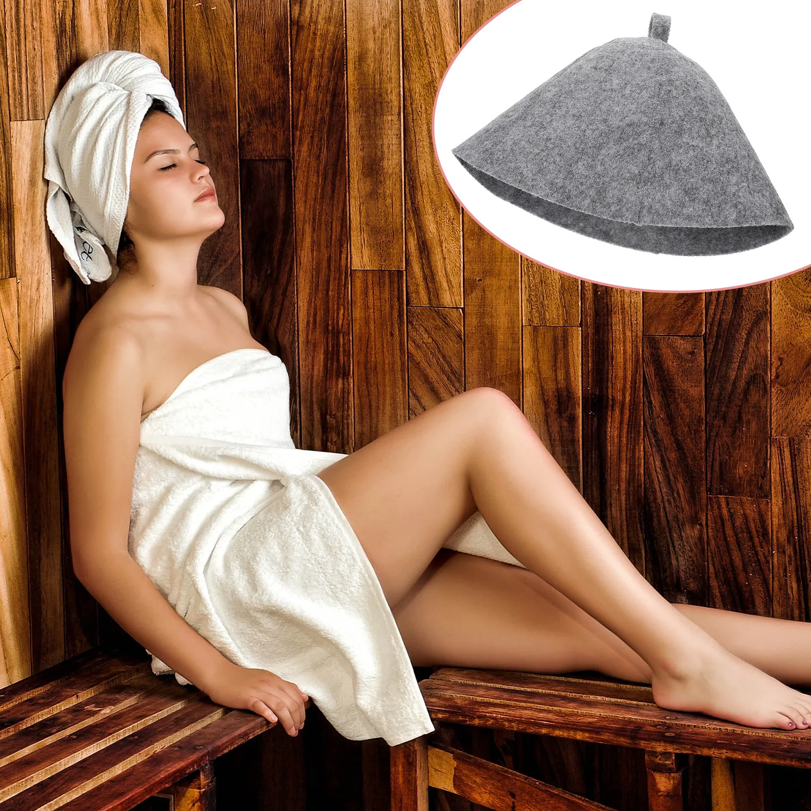 

5Pcs Breathable Wool Sauna Hat Lightweight Comfortable Heat Resistant Sauna Room Bath Hat for Women Spa Shower Household Use