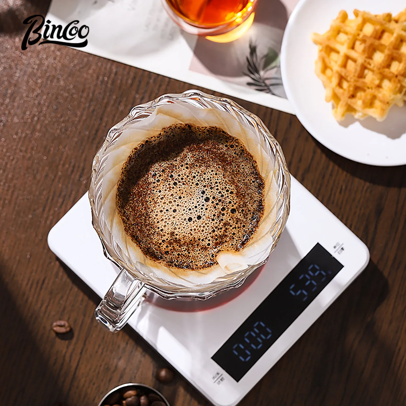 Bincoo Mão Brewed Coffee Pot, Copo de filtro de vidro, Compartilhando Conjunto, Home Coffee Brewing Pot