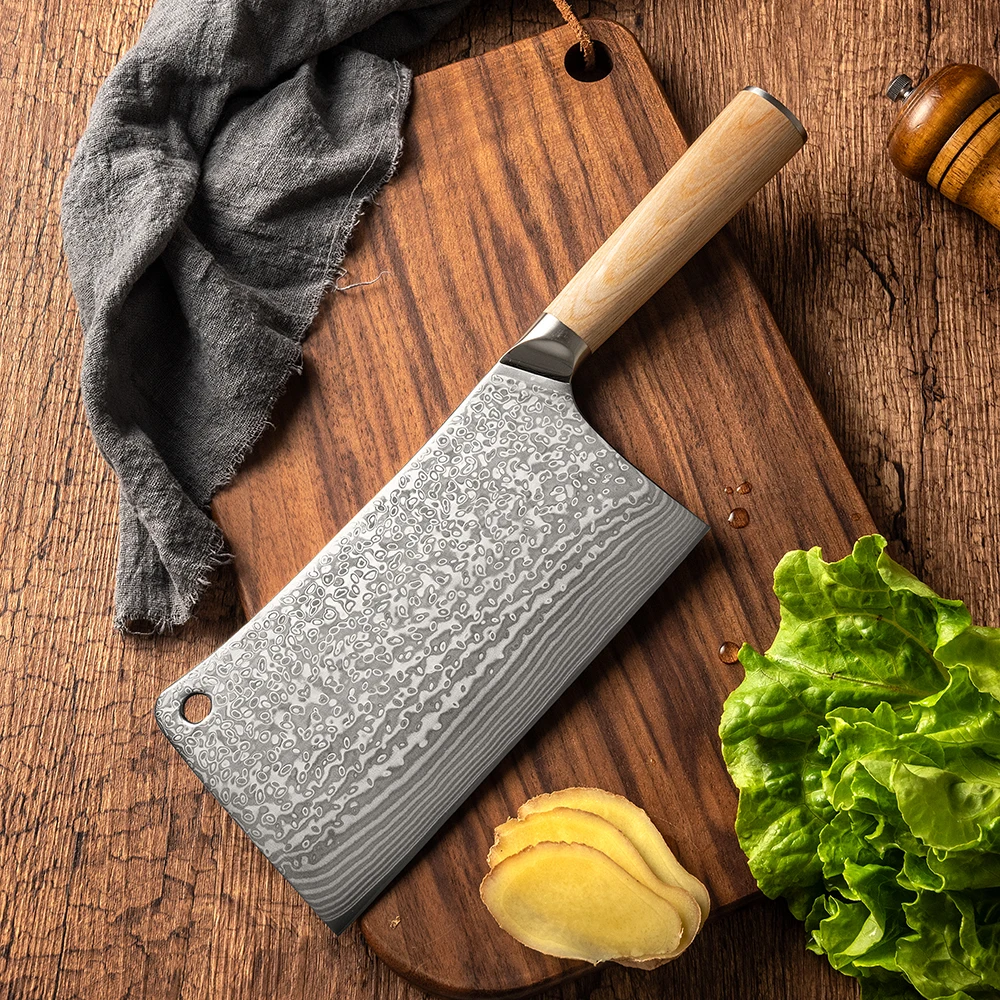 

7.3 Inch Chopper Knife 67-Layers Damascus VG10 Steel Blade Wood Handle Chef Slicing Cleaver Kitchen Knife Meat And Poultry Tools