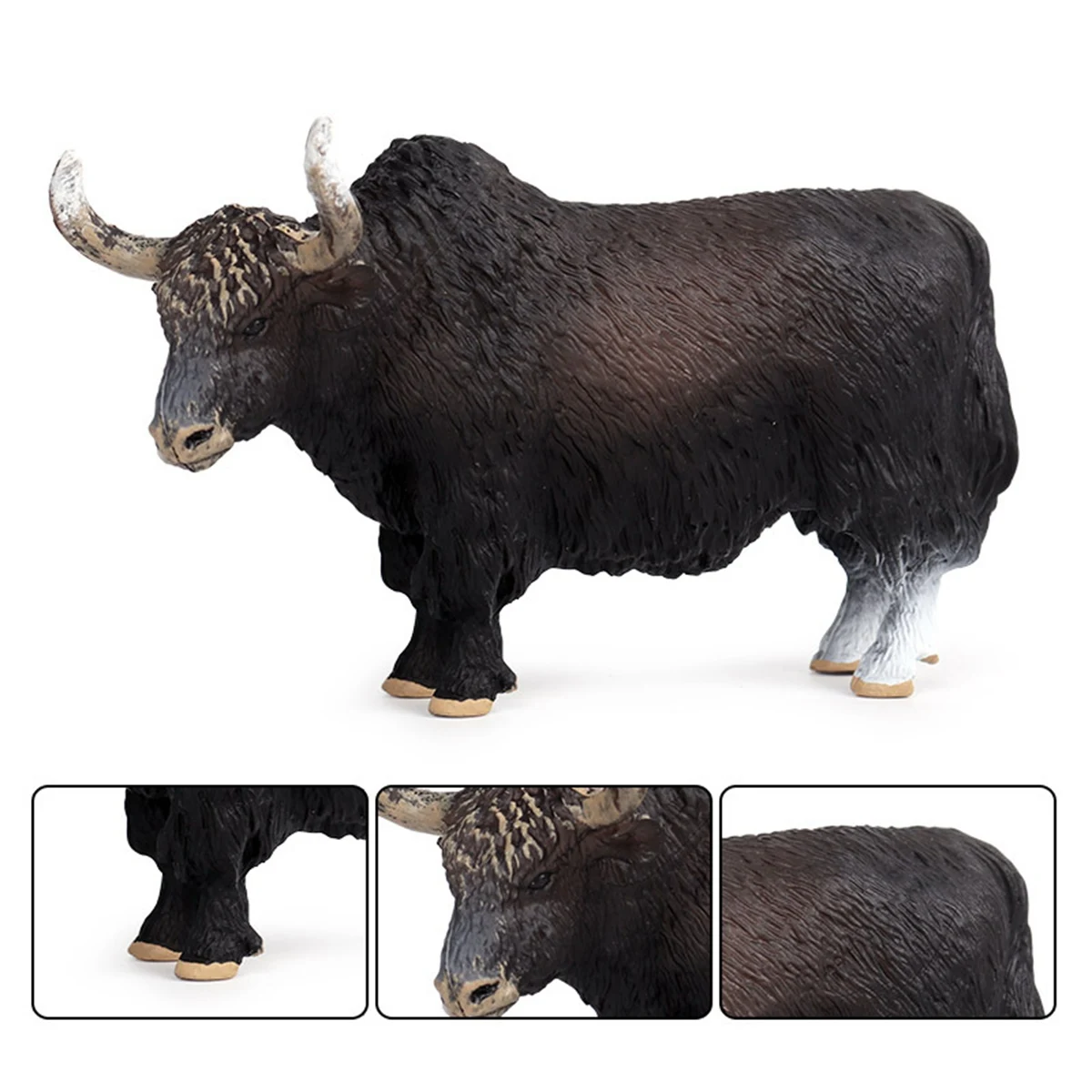 WOTT-Plastic Texas Longhorn Bull Cattle Animals Action Figures & 14.5X3.5X8.5Cm Classic Black Yak Animals Action Figures