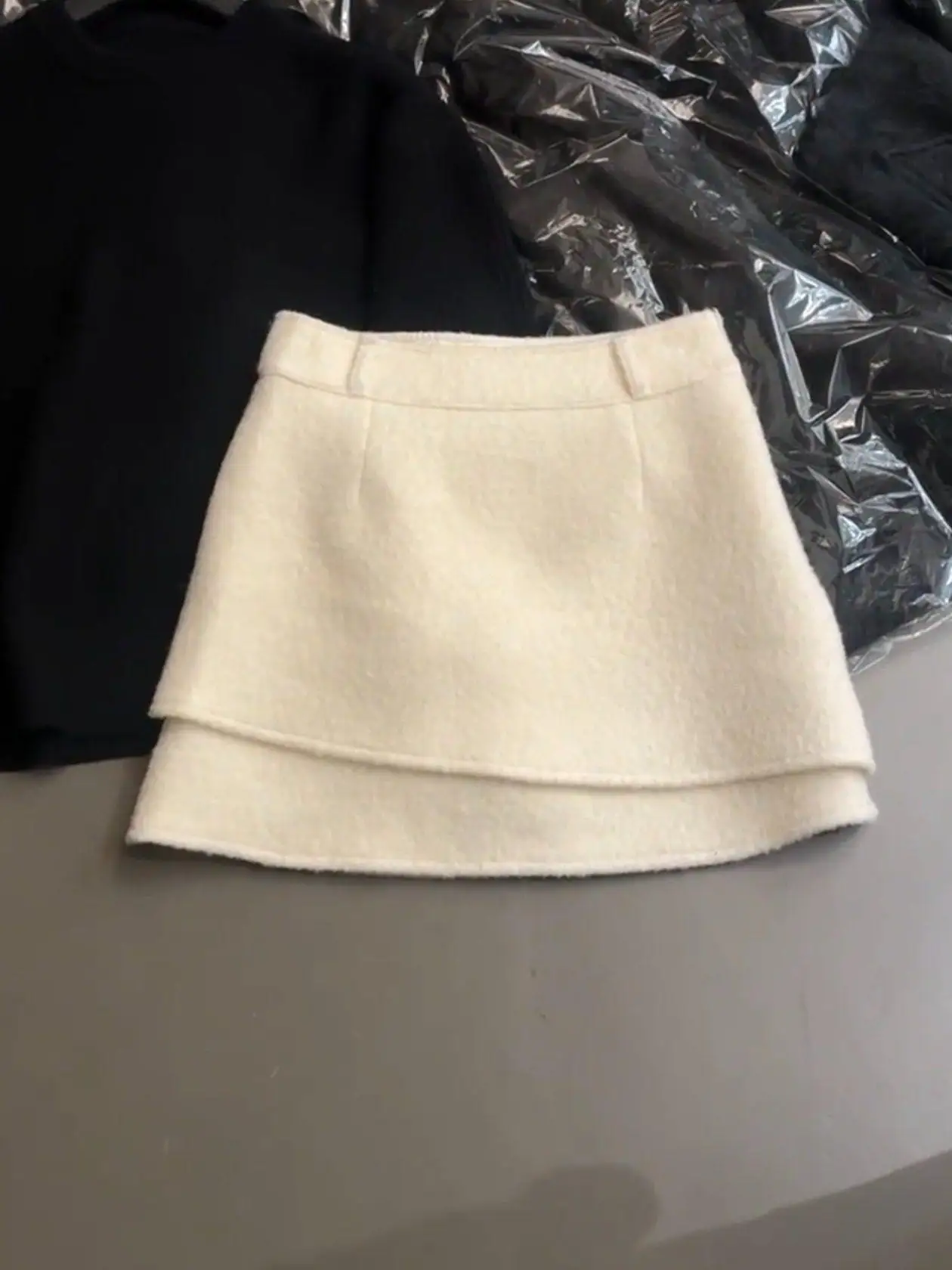 

Мягкая шерстяная юбка А-силуэта с высокой талией для женщин: осенне-зимняя модная модель для офиса и повседневной носки, удобная, из полиэфирного волокна