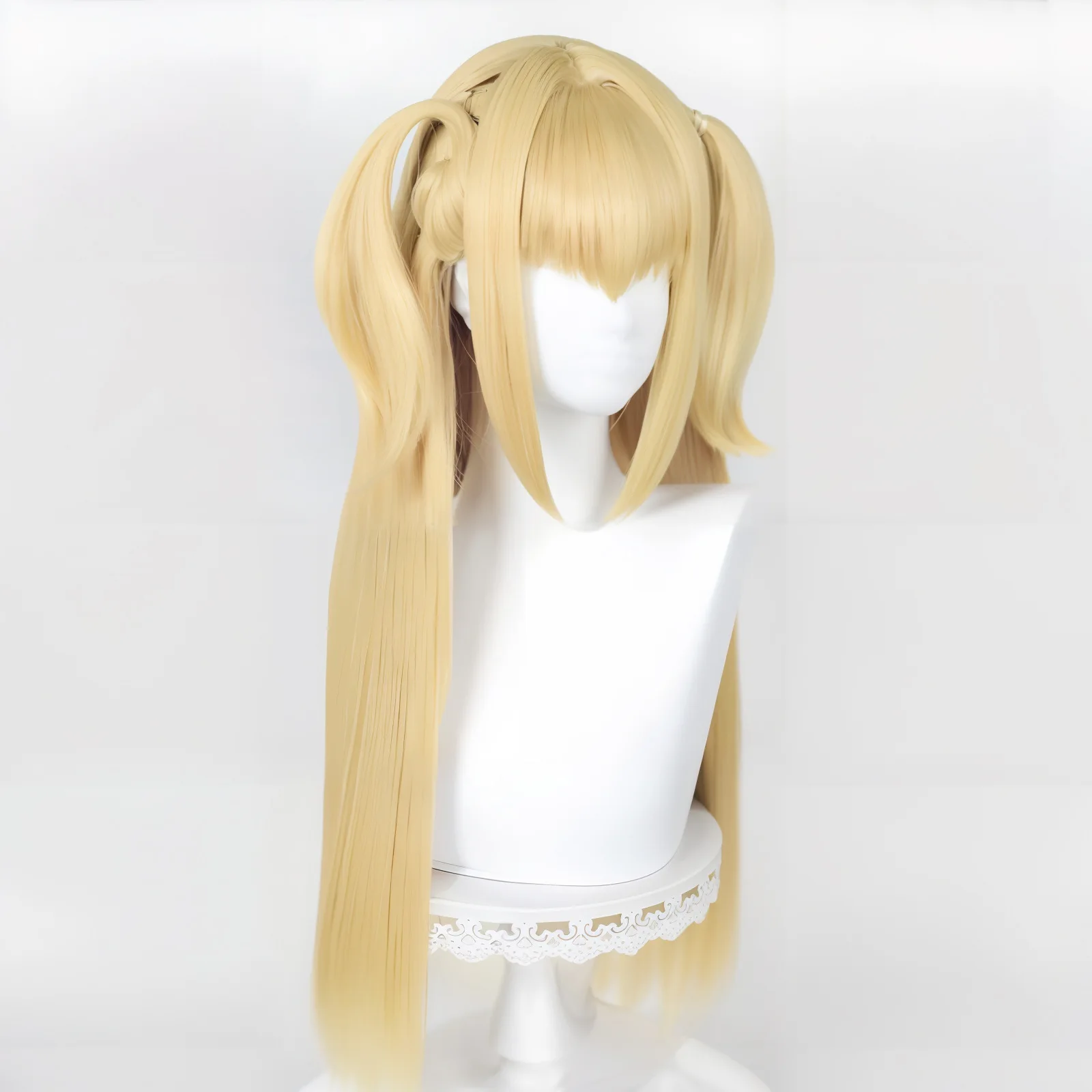 شعر مستعار Anime Death Note Golden Twin Tails - فروة رأس من السيليكون وألياف مقاومة للحرارة |   مصممة مسبقًا للحفلات التنكرية