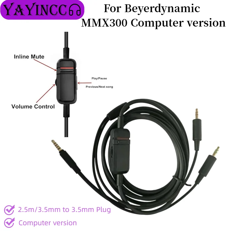 

Plug and Play High quality audio cable For For Beyerdynamic MMX300 Computer version Headset 3.5mm to 3.5mm plug Computer version