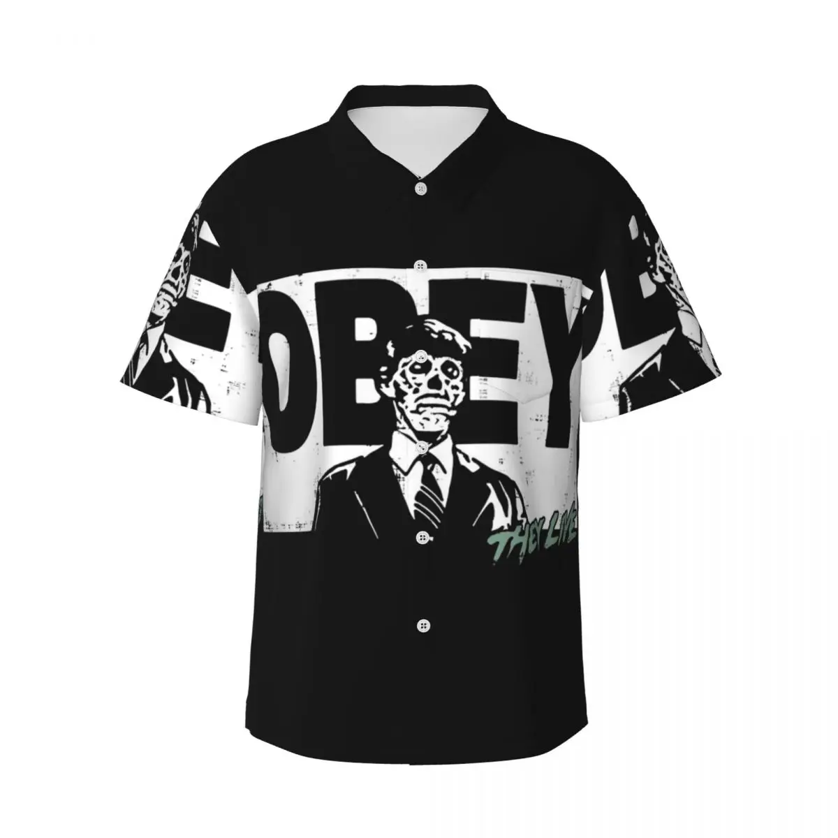 

Мужские рубашки They Live Obey, гавайская рубашка с коротким рукавом, повседневные топы с лацканами для летнего пляжа