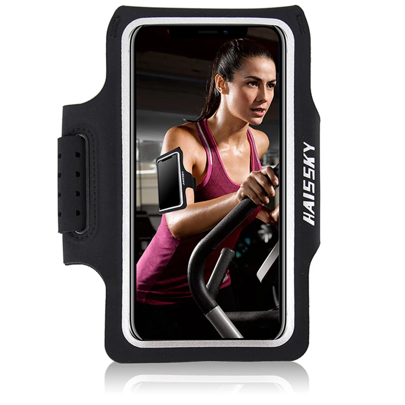 HAISSKY Ultra-thin Running Sports Armband For iPhone 15 14 13 12 Pro Max 15 Plus Xiaomi14 Samsung S24 Ultra Belt Arm Bag Pouch