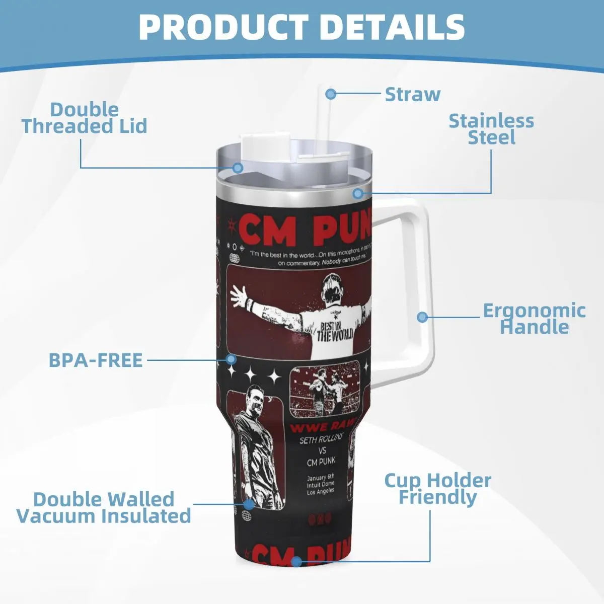 الفولاذ المقاوم للصدأ بهلوان سم فاسق أكواب المصارعة كوب مع القش السفر المشروبات الساخنة زجاجة ماء مانعة للتسرب كوب قهوة كبير #4