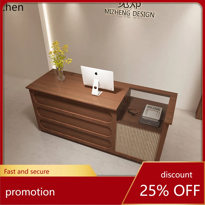 HXL Cashier Reception Desk Shop Bar Table Clothing Store with Glass