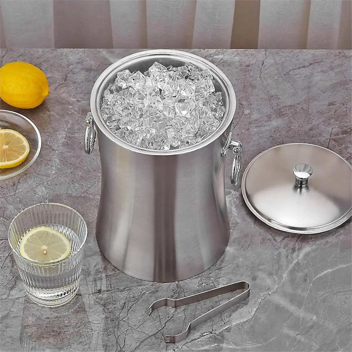 happyday~-double-stainless-steel-ice-bucket-with-handle-round-small-beer-bucket-bar-ktv-tool-ice-grain-ice-clip-champagne-bucket