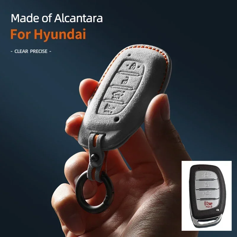 Suede Car Key Case Shell For Hyundai Santafe ELANTRA Sport Ix45 Equus Centennial Genesis G80 Grandeur Azera 2013-2016