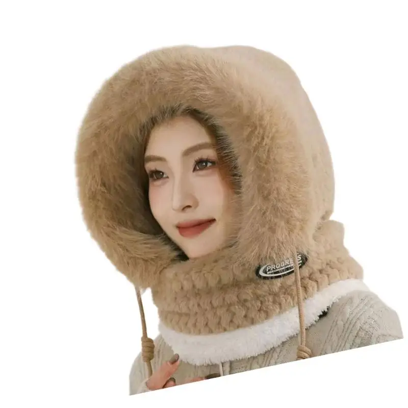 قبعة شتوية واقية للطقس البارد 31BB مع وشاح قناع الوجه وأغطية الأذن بلوفر تدفئة قبعة روسية للتزلج والتنزه #4