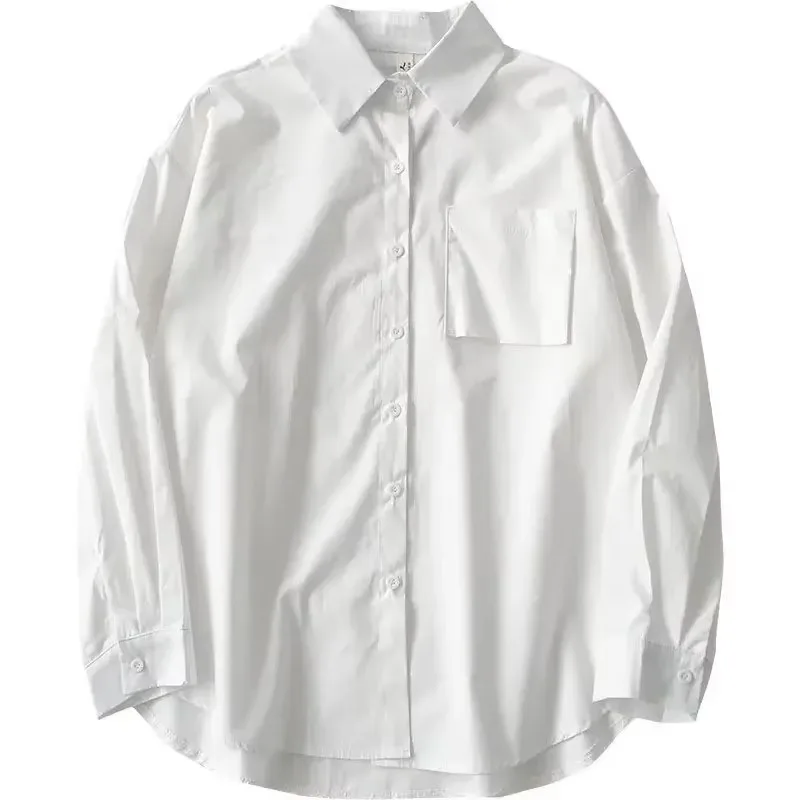 EBAIHUI Men's White Shirts with Tie Set DK Uniform Long-sleeved Blouses Japanese Korean Loose Preppy Style Blusas