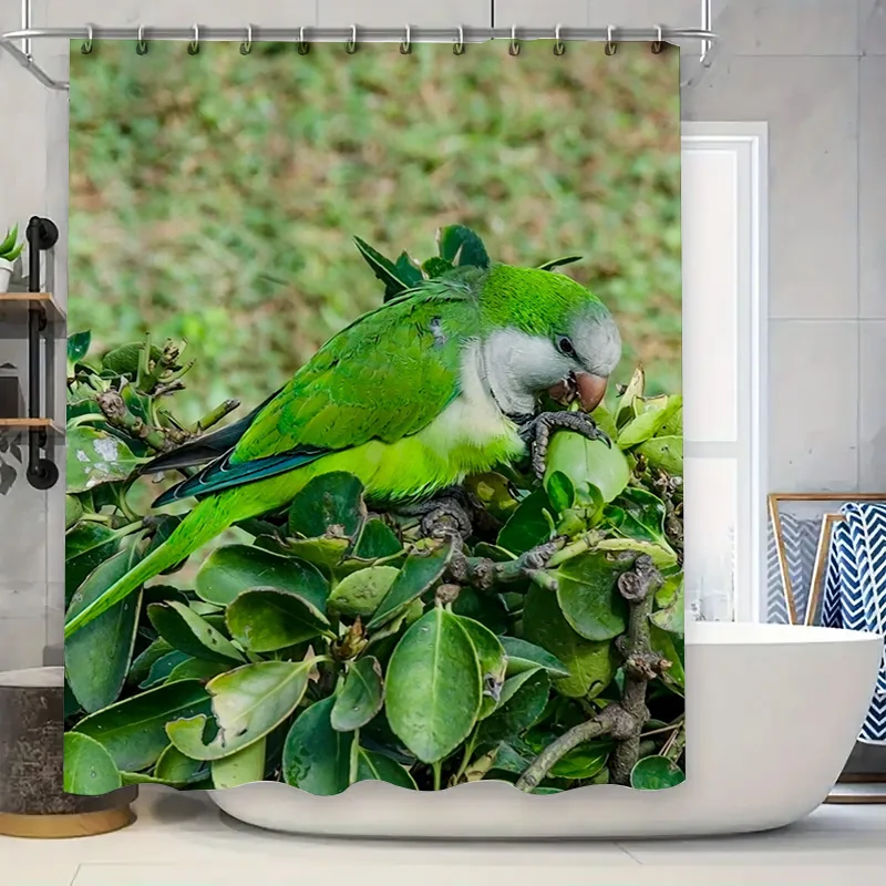 

Красивая занавеска для душа с зеленым попугаем идеальное украшение для вашей ванной комнаты