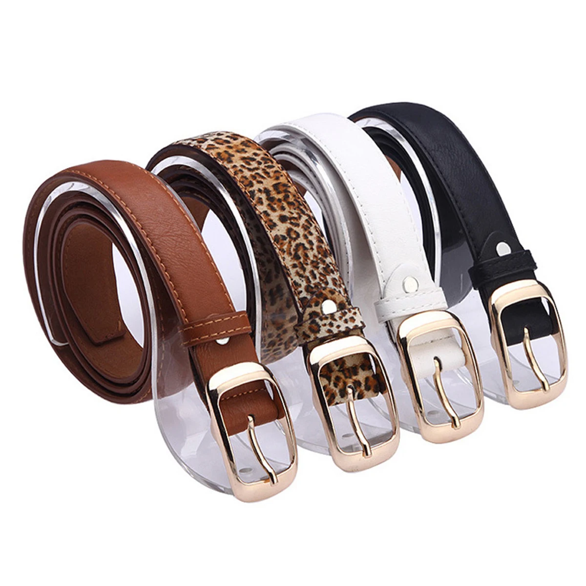 Fashion Women Silver Metal Alloy Ins Pin Buckle Square Belt Thin PU Leather Waist Bands Female Jeans Dress Luxury Waistband 2023