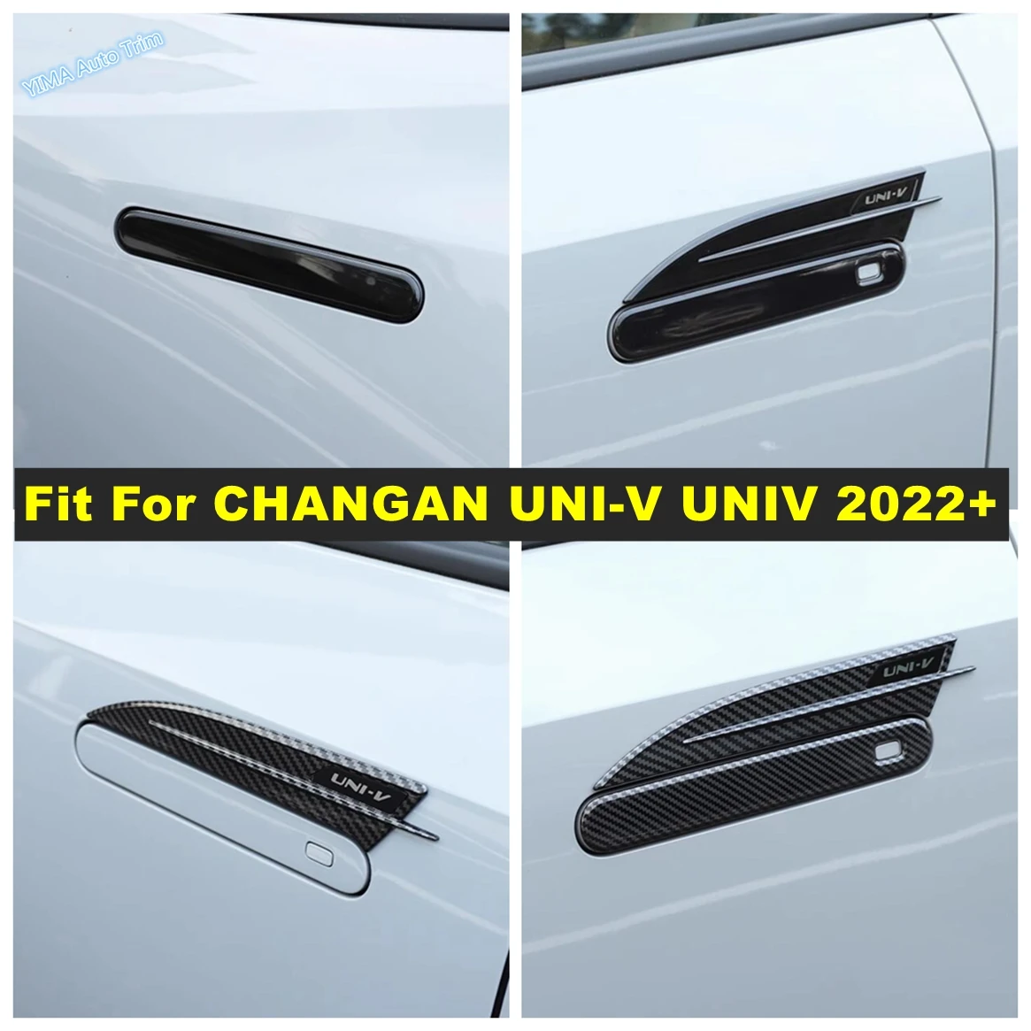 

Auto Door Handle Bowl / Side Door Handle Cover Trim For CHANGAN UNI-V UNIV 2022 - 2024 Black / Carbon Fiber Look ABS Accessories