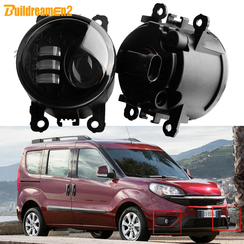 2 Pieces H11 Car Fog Light Assembly 30W 3000LM Front LED Lens Fog Lamp For Fiat Doblo (263_) 2010-2023