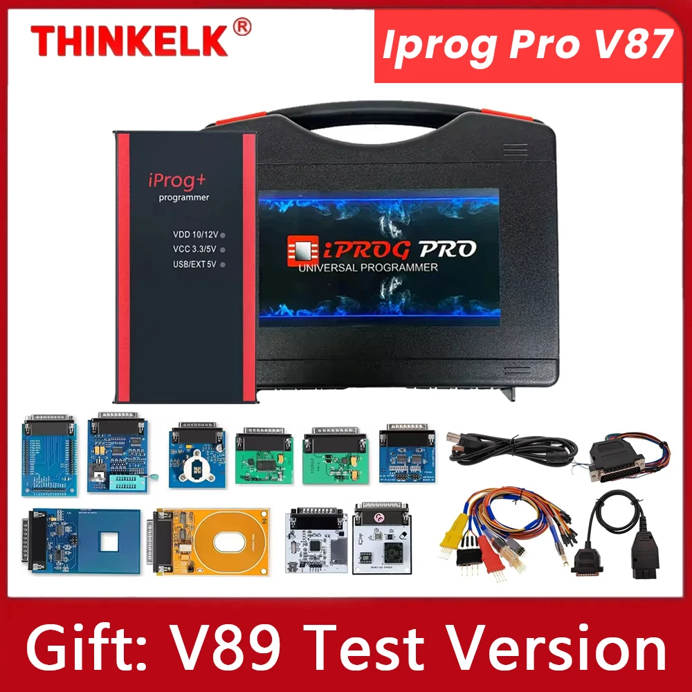 V87 Iprog Pro Gift V89 Test z 7/11 adapterami do Eeprom IMMO/KM/Airbag Reset Dashboard/Radio IPROG+ ECU Key Programmer Tool