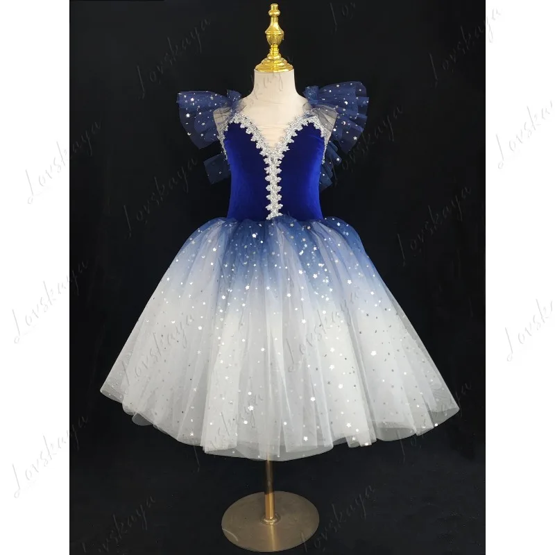 Mädchen-Ballettkleid mit Trägern, Chiffonrock, Kinderkleid mit Puffärmeln, Tanz-Performance-Outfit