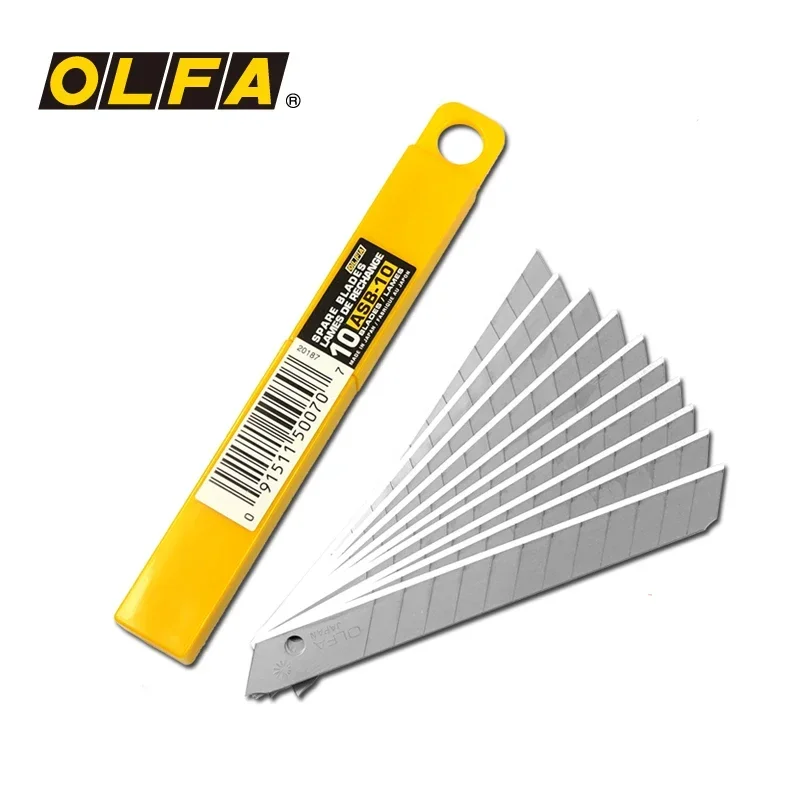 OLFA ASB-10 9mm Spare Blades 10pcs 58 Degree Wallpaper Snap Off Blade Cardboard Knife Accessories Suitable for A-3/SVR-1 Knives