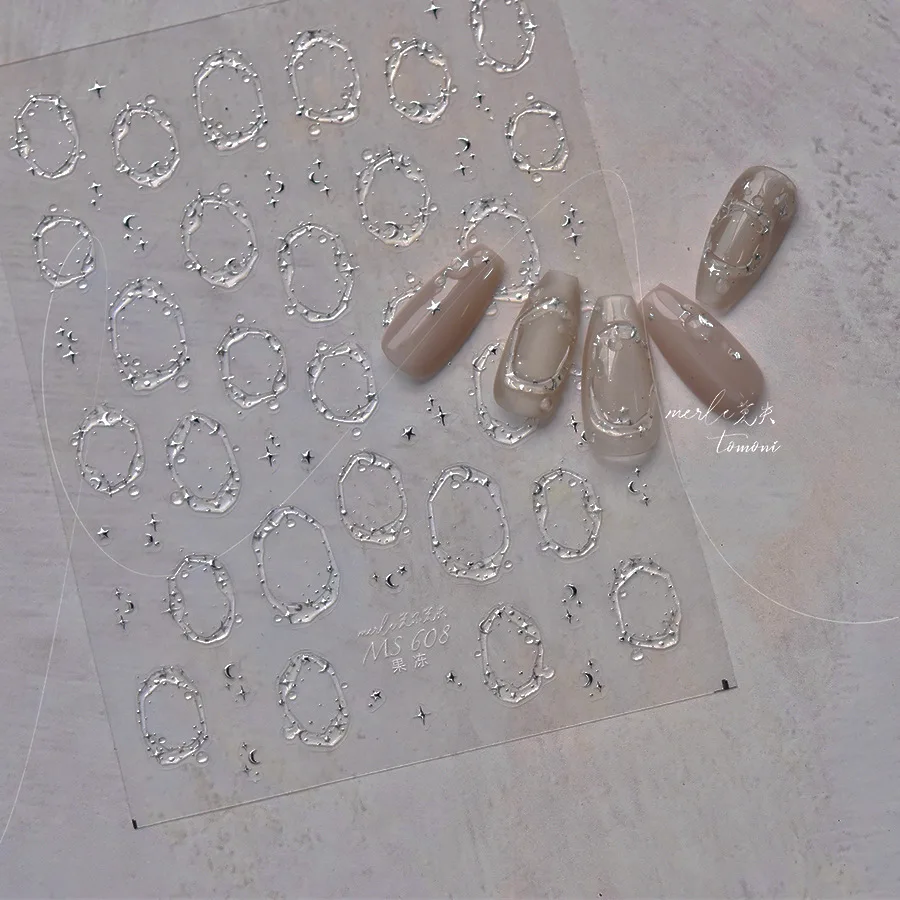 Autocollants pour ongles de haute qualité, décalcomanies de décoration pour manucure DIY, or argent MSI glace citroétoiles lune amour
