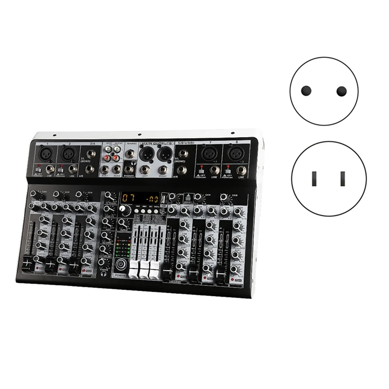 Audio Mixer USB Professional Balance Regulation Digital Mixer/ 8 Channel Sound Board Console For Podcast Music-EU Plug Durable