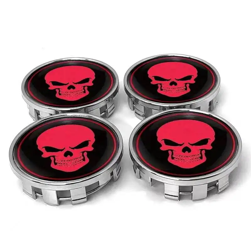 4PCS 60MM Skull Emblem Universal Car Wheel Center Hub Cap Rims Cover Hubcaps Sticker For KIA HONDA Mercedes Benz BMW Hyundai