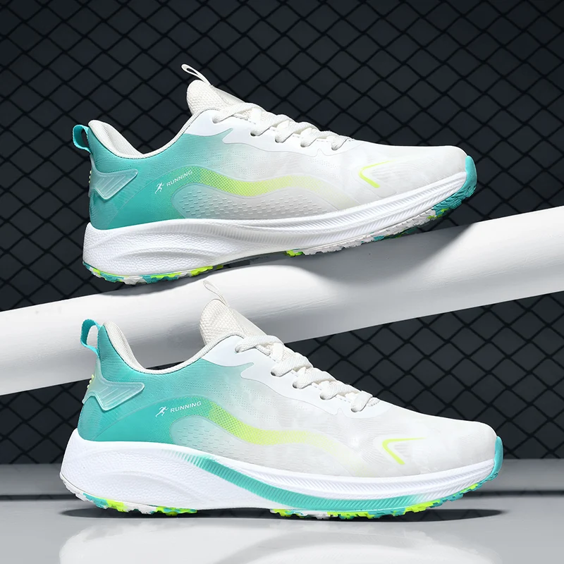 أحذية رياضية وترفيهية، أحذية رجالية، أحذية ماراثون كبيرة الحجم مبطنة بالهواء، مطاط منسوج لجميع المواسم، مقاومة للاهتراء، مضادة