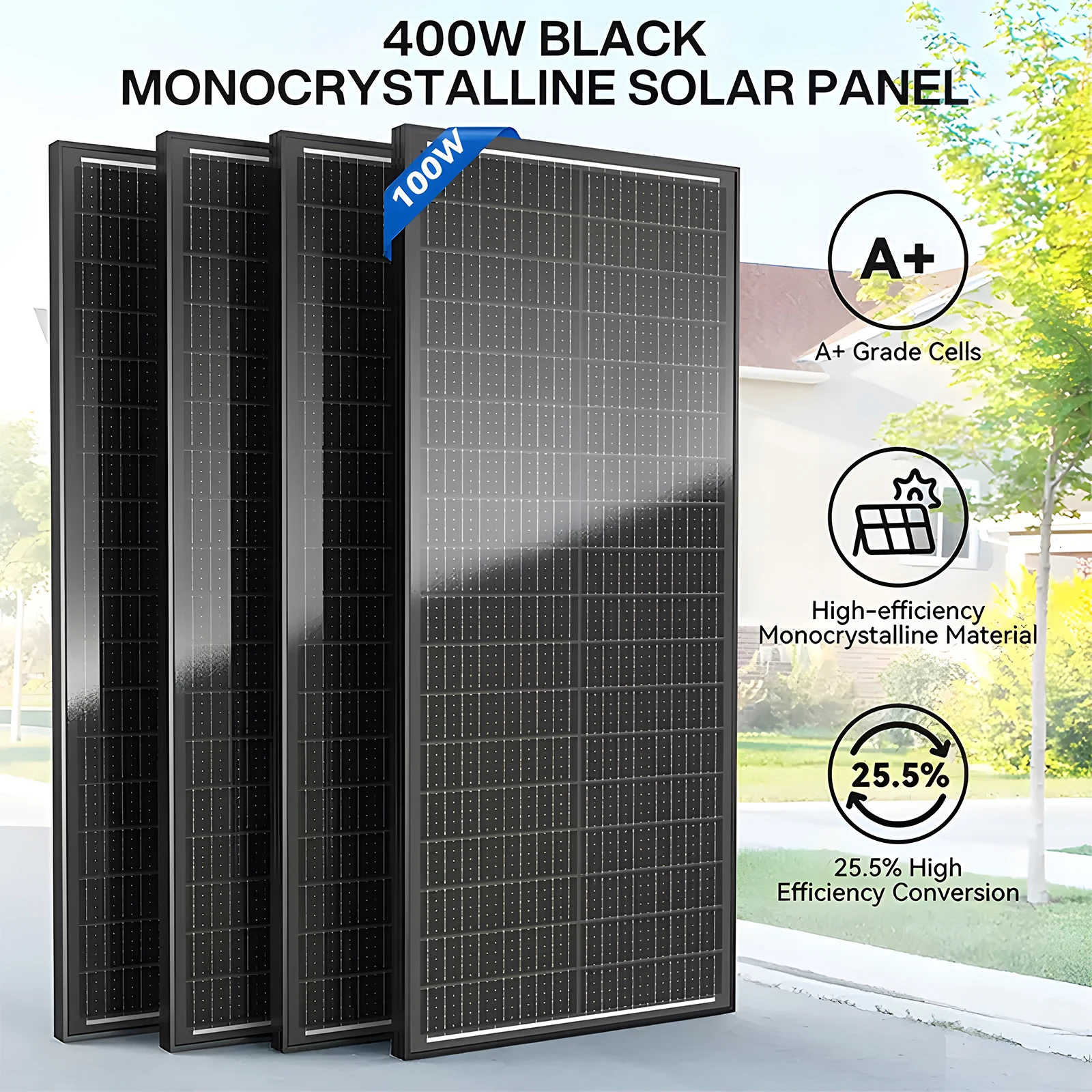 

WERCHTAY 12V 400W/200W/100W 18BB Rigid Solar Panel Monocrystalline Silicon N-Type Solar Cells Waterproof Camping/Home/RV