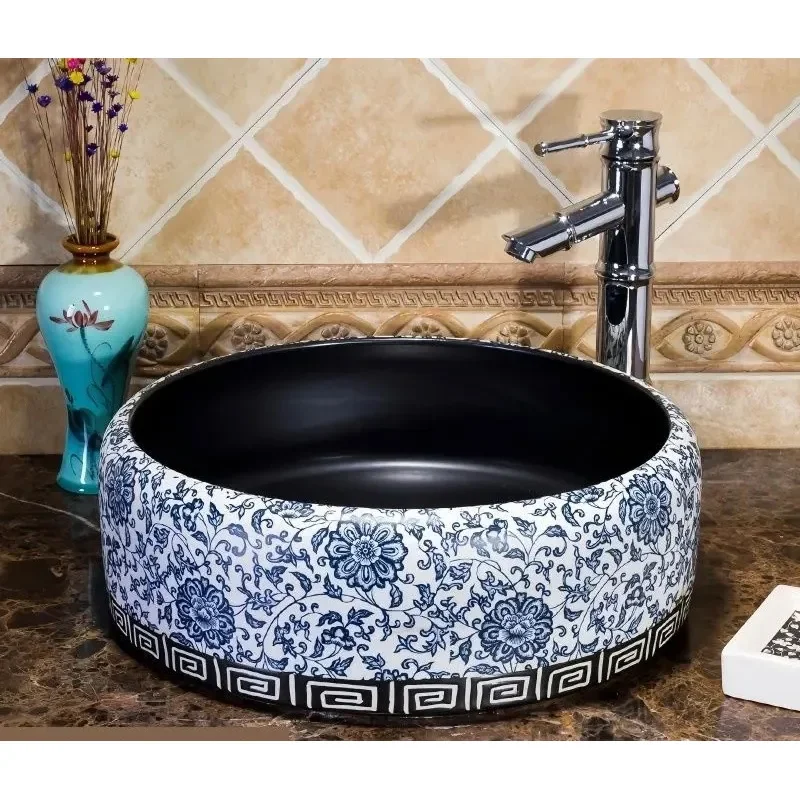 for Bathroom Retro Ceramic Art Wash Basin Table Basin Antique Single Household Washbasin
