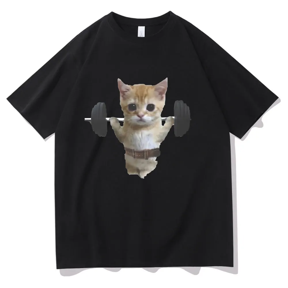 Gym Cat Sam Sulek Funny T Shirts Men Women Cute Kawaii Fitness Pump Cover T-shirt Male Oversized Pure Cotton Tshirt Short Sleeve