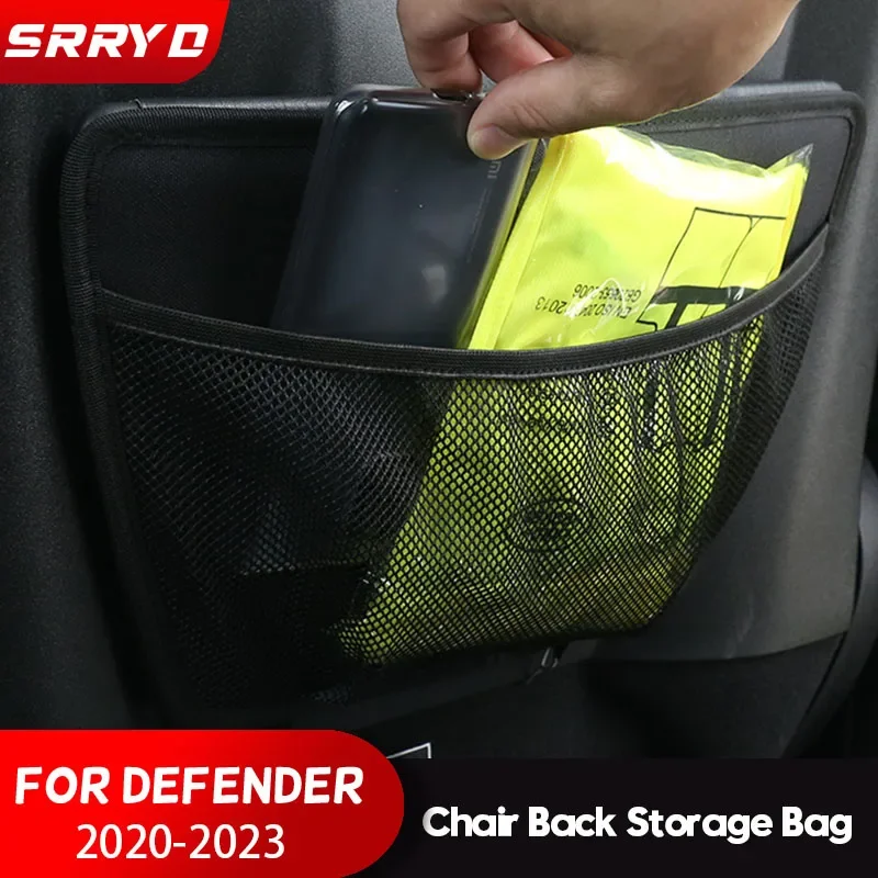 Black Cotton For Land Rover Defender 110 2020 Car Front Seat Back Storage Box Storage Net Pocket Rear Exhaust Outlet Storage Box