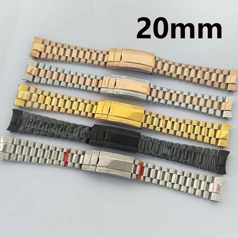 سوار من الفولاذ المقاوم للصدأ لعلبة ساعة 40 مم، سوار معدني بمشبك واحد قابل للطي 20 مم، ملحقات أشرطة الساعات البديلة